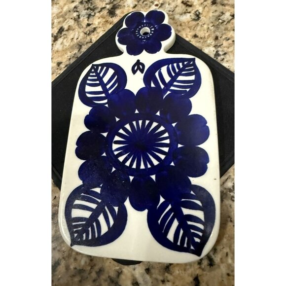 ArabiaFinland Cheese Board Ceramic Hand Painted Signed GOG/MR Vintage MCM